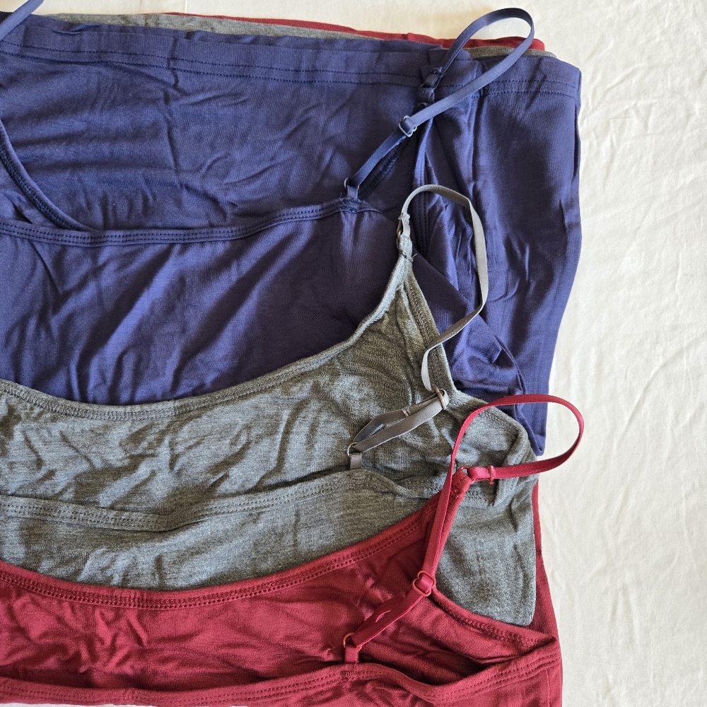 Bamboo Cool Camisole 3-pack Size Large Navy, Maroon, Gray New In Box Adj Straps - Picture 4 of 6